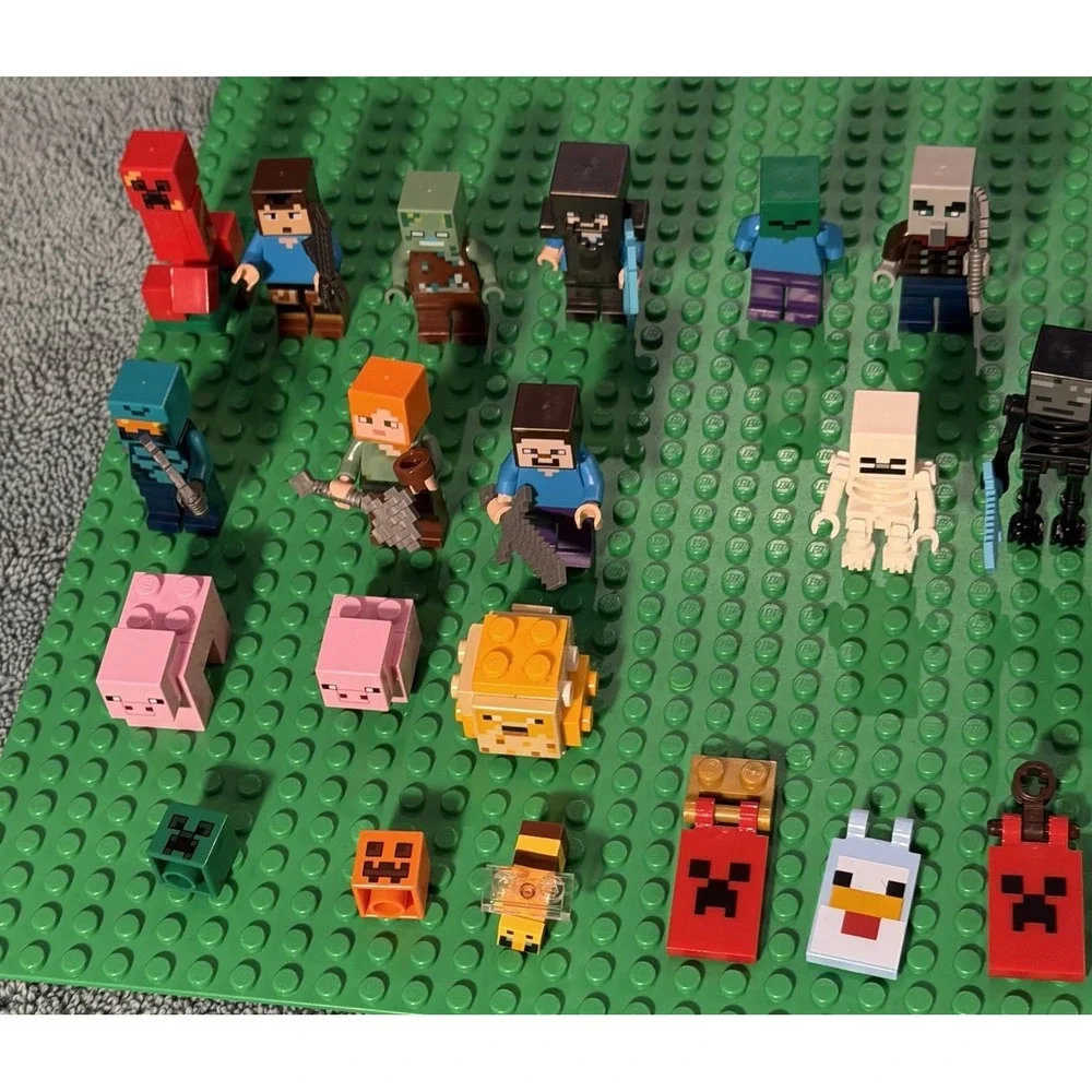 LEGO Minecraft Minifigure Lot Steve Alex Creeper Zombie Skeleton Bee